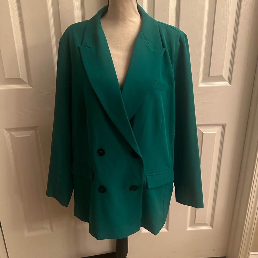 NWT Kelly Green Double Breast Blazer with Polka Dot Lining StyleList by Micaela